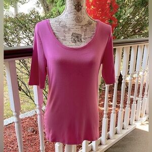 Merona Magenta/Pink 3/4 Sleeve Women's Tee Size Large 58% Pima Cotton